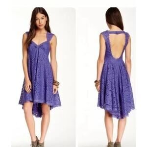 Free People Purple Lace Creme De La Lace Dress Open Back Sweetheart Neck‎ size 2